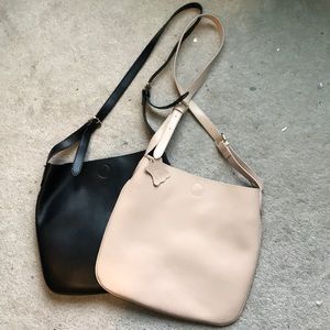 Set of Co-lab leather bags with inserts